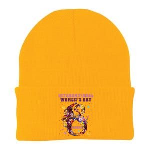 International Women Day 8 March 2024 Flowers Woman Girl Knit Cap Winter Beanie