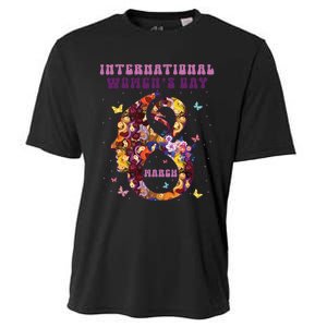 International Women Day 8 March 2024 Flowers Woman Girl Cooling Performance Crew T-Shirt