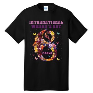 International Women Day 8 March 2024 Flowers Woman Girl Tall T-Shirt