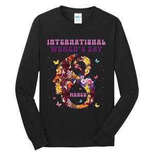 International Women Day 8 March 2024 Flowers Woman Girl Tall Long Sleeve T-Shirt