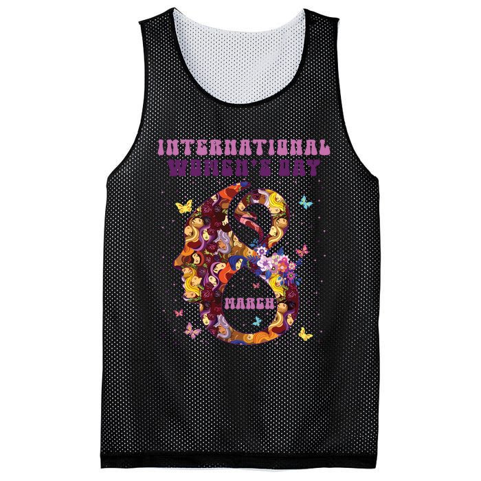 International Women Day 8 March 2024 Flowers Woman Girl Mesh Reversible Basketball Jersey Tank