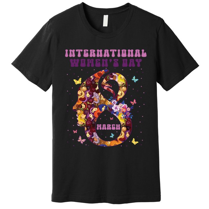 International Women Day 8 March 2024 Flowers Woman Girl Premium T-Shirt