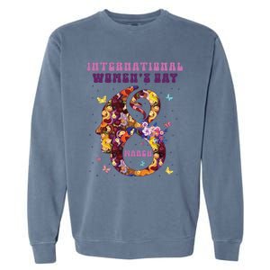 International Women Day 8 March 2024 Flowers Woman Girl Garment-Dyed Sweatshirt