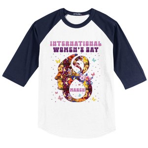 International Women Day 8 March 2024 Flowers Woman Girl Baseball Sleeve Shirt