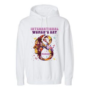 International Women Day 8 March 2024 Flowers Woman Girl Garment-Dyed Fleece Hoodie