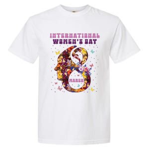 International Women Day 8 March 2024 Flowers Woman Girl Garment-Dyed Heavyweight T-Shirt