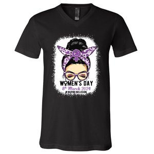 International Women Day 8 March 2024 Inspire Inclusion V-Neck T-Shirt