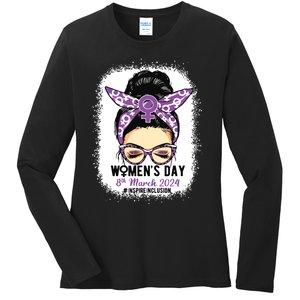 International Women Day 8 March 2024 Inspire Inclusion Ladies Long Sleeve Shirt