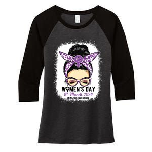 International Women Day 8 March 2024 Inspire Inclusion Women's Tri-Blend 3/4-Sleeve Raglan Shirt