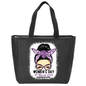 International Women Day 8 March 2024 Inspire Inclusion Zip Tote Bag