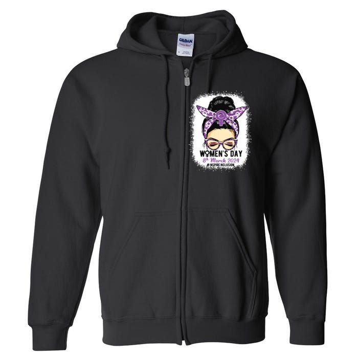 International Women Day 8 March 2024 Inspire Inclusion Full Zip Hoodie