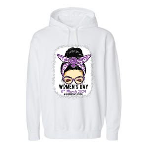 International Women Day 8 March 2024 Inspire Inclusion Garment-Dyed Fleece Hoodie