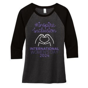 International Women Day 2024 8 March Iwd Inspire Inclusion Women's Tri-Blend 3/4-Sleeve Raglan Shirt