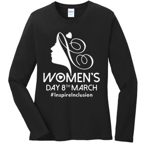 International Women Day 2024 8 March Iwd Inspire Inclusion Ladies Long Sleeve Shirt