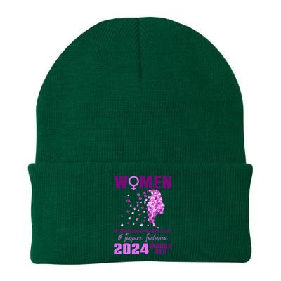 International Wo.'s Day 2024 Floral Silhouette Knit Cap Winter Beanie