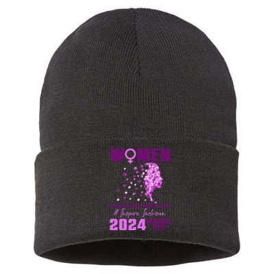 International Wo.'s Day 2024 Floral Silhouette Sustainable Knit Beanie