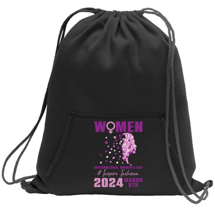 International Women Day 2024 Floral Woman Girl Silhouette Sweatshirt Cinch Pack Bag