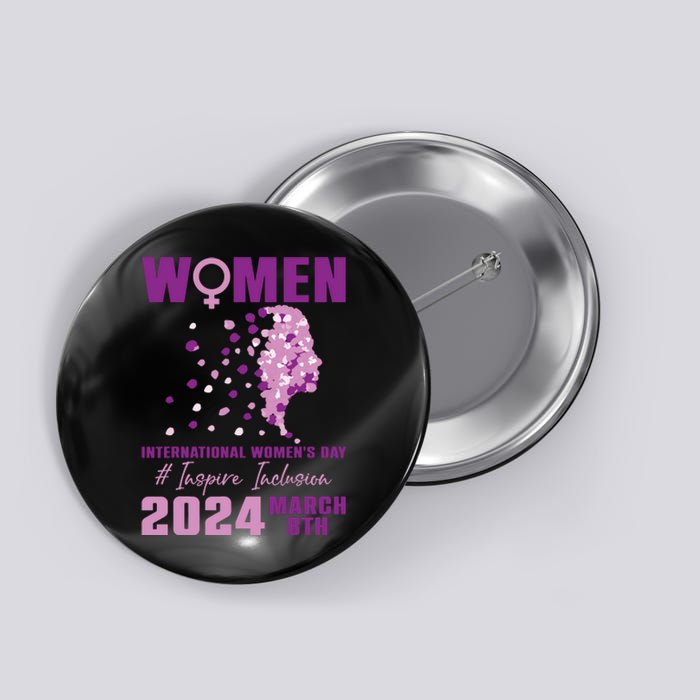 International Women Day 2024 Floral Woman Girl Silhouette Button