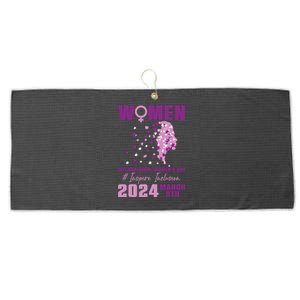 International Women Day 2024 Floral Woman Girl Silhouette Large Microfiber Waffle Golf Towel