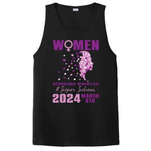 International Women Day 2024 Floral Woman Girl Silhouette PosiCharge Competitor Tank