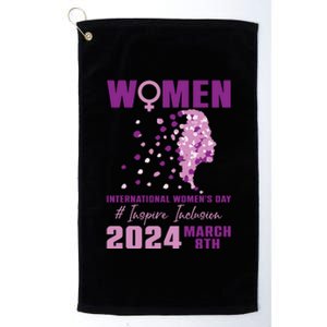 International Women Day 2024 Floral Woman Girl Silhouette Platinum Collection Golf Towel