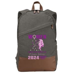 International Women Day 2024 Floral Woman Girl Silhouette Cotton Canvas Backpack