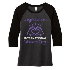 International Women Day 2024 Inspire Inclusion 8 March Women's Tri-Blend 3/4-Sleeve Raglan Shirt