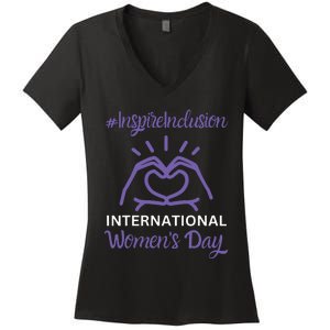 International Women Day 2024 Inspire Inclusion 8 March Women's V-Neck T-Shirt