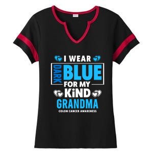 I Wear Dark Blue For My Grandma Funny Gift Colon Cancer Awareness Funny Gift Ladies Halftime Notch Neck Tee