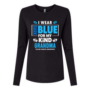 I Wear Dark Blue For My Grandma Funny Gift Colon Cancer Awareness Funny Gift Womens Cotton Relaxed Long Sleeve T-Shirt