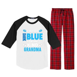 I Wear Dark Blue For My Grandma Funny Gift Colon Cancer Awareness Funny Gift Raglan Sleeve Pajama Set