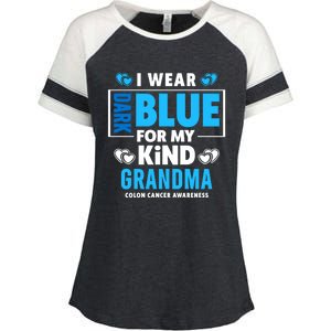 I Wear Dark Blue For My Grandma Funny Gift Colon Cancer Awareness Funny Gift Enza Ladies Jersey Colorblock Tee