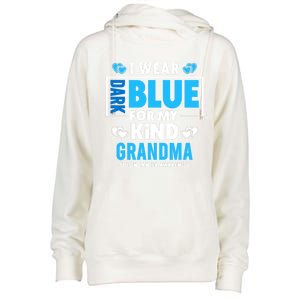 I Wear Dark Blue For My Grandma Funny Gift Colon Cancer Awareness Funny Gift Womens Funnel Neck Pullover Hood