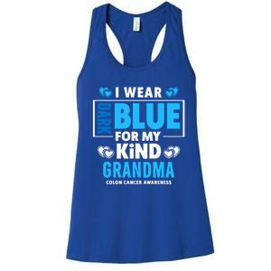 I Wear Dark Blue For My Grandma Funny Gift Colon Cancer Awareness Funny Gift Women's Racerback Tank