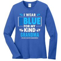 I Wear Dark Blue For My Grandma Funny Gift Colon Cancer Awareness Funny Gift Ladies Long Sleeve Shirt