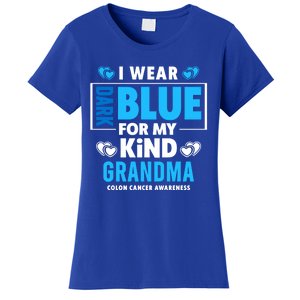 I Wear Dark Blue For My Grandma Funny Gift Colon Cancer Awareness Funny Gift Women's T-Shirt