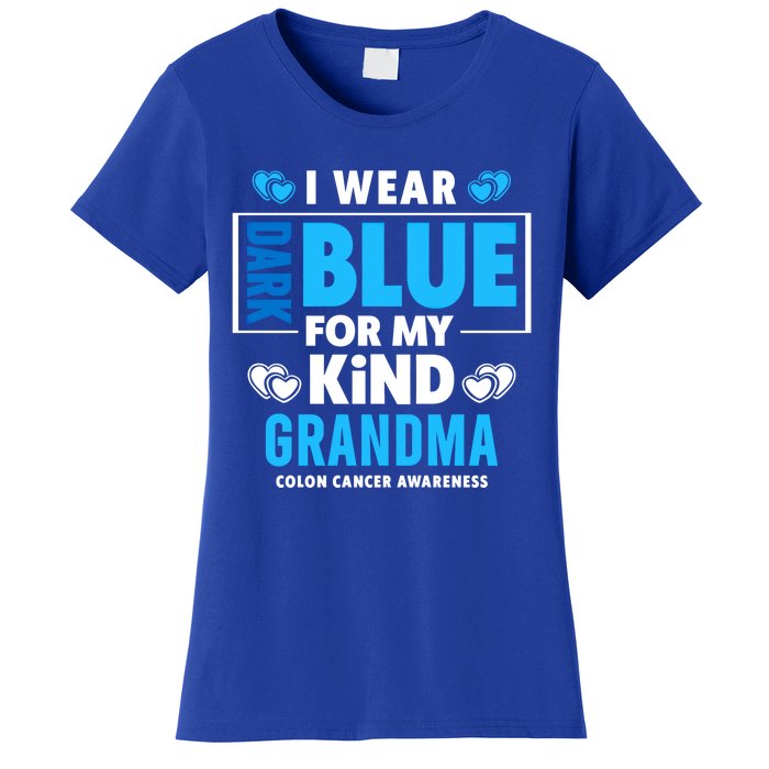 I Wear Dark Blue For My Grandma Funny Gift Colon Cancer Awareness Funny Gift Women's T-Shirt