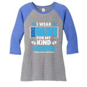 I Wear Dark Blue For My Grandma Funny Gift Colon Cancer Awareness Funny Gift Women's Tri-Blend 3/4-Sleeve Raglan Shirt