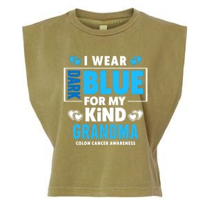 I Wear Dark Blue For My Grandma Funny Gift Colon Cancer Awareness Funny Gift Garment-Dyed Women's Muscle Tee