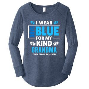 I Wear Dark Blue For My Grandma Funny Gift Colon Cancer Awareness Funny Gift Women's Perfect Tri Tunic Long Sleeve Shirt