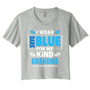 I Wear Dark Blue For My Grandma Funny Gift Colon Cancer Awareness Funny Gift Women's Crop Top Tee