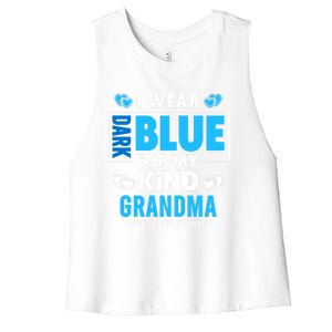 I Wear Dark Blue For My Grandma Funny Gift Colon Cancer Awareness Funny Gift Women's Racerback Cropped Tank