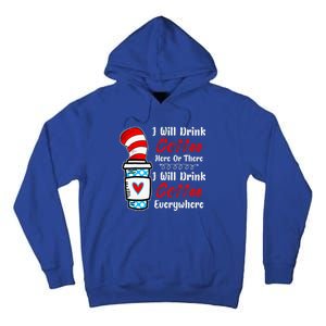 I Will Drink Coffee Here Or There Funny Teacher Teaching Tall Hoodie