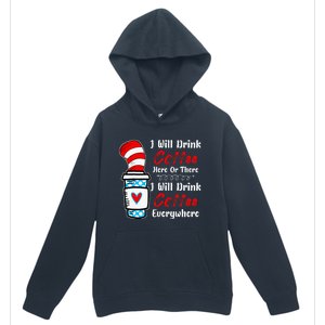 I Will Drink Coffee Here Or There Funny Teacher Teaching Urban Pullover Hoodie