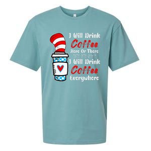 I Will Drink Coffee Here Or There Funny Teacher Teaching Sueded Cloud Jersey T-Shirt