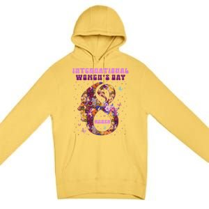 International Women Day 8 March 2024 Flowers Premium Pullover Hoodie