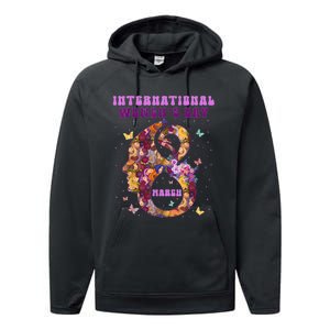 International Women Day 8 March 2024 Flowers Performance Fleece Hoodie