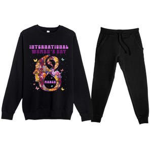 International Women Day 8 March 2024 Flowers Premium Crewneck Sweatsuit Set