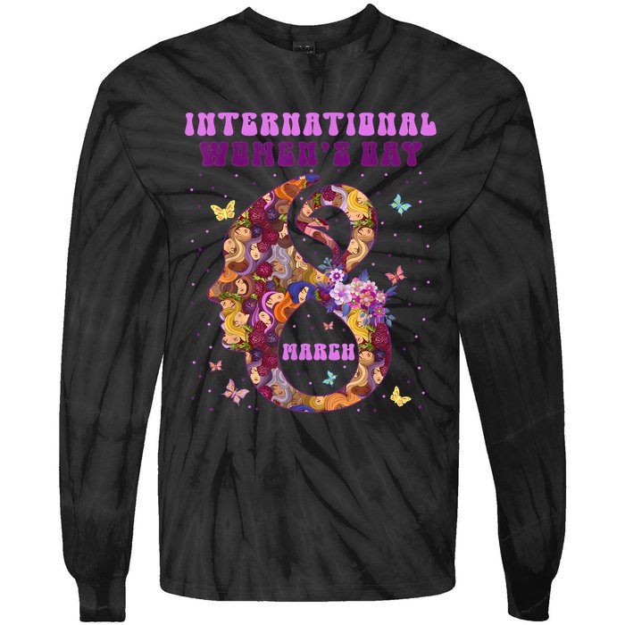 International Women Day 8 March 2024 Flowers Tie-Dye Long Sleeve Shirt