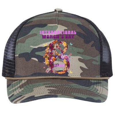 International Women Day 8 March 2024 Flowers Retro Rope Trucker Hat Cap